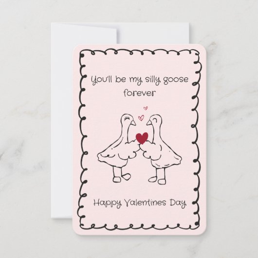 Hand Drawn Silly Goose Funny Saying Valentines Day ノートカード (正面)