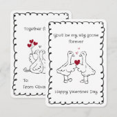 Hand Drawn Silly Goose Funny Saying Valentines Day ノートカード (正面/裏面)