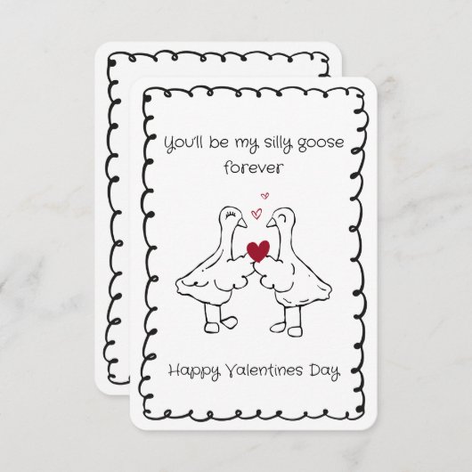 Hand Drawn Silly Goose Funny Saying Valentines Day ノートカード (正面/裏面)