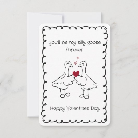 Hand Drawn Silly Goose Funny Saying Valentines Day ノートカード (正面)
