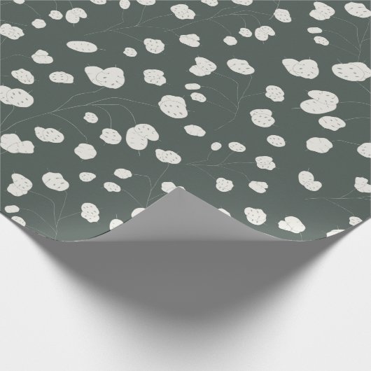 Hand Drawn Silver Dollar Lunaria Pattern Custom ラッピングペーパー (角)