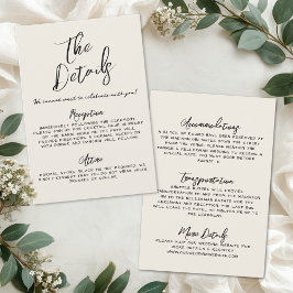 Hand Drawn Simple Vintage Wedding Details エンクロージャーカード