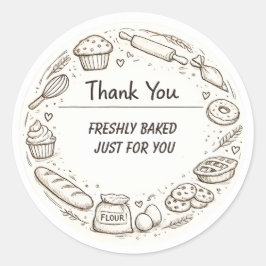 Hand-Drawn Sketch bakery Thank You ラウンドシール