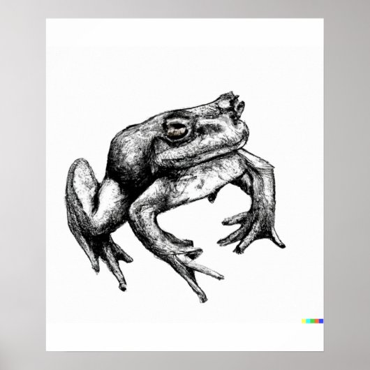 hand drawn sketch of Frog in Ukiyo-E Japanese ポスター (正面)