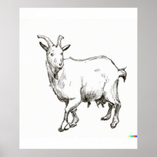 hand drawn sketch of sheep in Ukiyo-E Style art ポスター