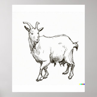 hand drawn sketch of sheep in Ukiyo-E Style art ポスター