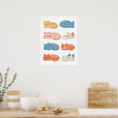 Hand-Drawn Sleepy Cats Clip Art Sheet | Cute Cat ポスター (キッチン)