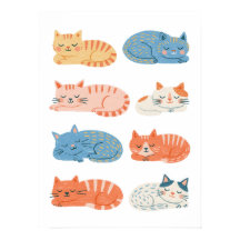 Hand-Drawn Sleepy Cats Clip Art Sheet | Cute Cat 
