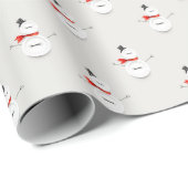 Hand-Drawn Snowman on Grey Winter Wrapping Paper ラッピングペーパー (ロールコーナー)