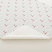 Hand-Drawn Snowmen on Grey Winter  シェルパブランケット (3/4)
