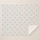 Hand-Drawn Snowmen on Grey Winter  シェルパブランケット (正面(横))