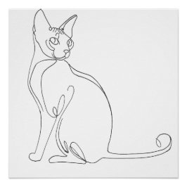 Hand Drawn Sphynx Cat Minimalist Design ポスター