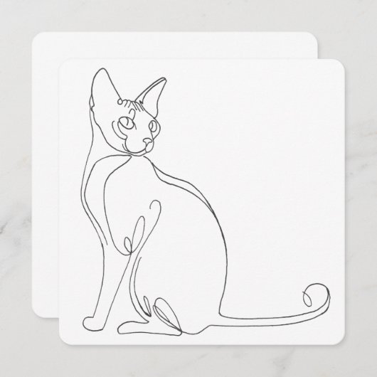 Hand Drawn Sphynx Cat Minimalist Design 招待状 (正面/裏面)