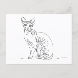 Hand Drawn Sphynx Cat - Minimalist Line Art インビテーションポストカード