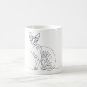 Hand Drawn Sphynx Cat - Minimalist Line Art コーヒーマグカップ (中央)