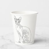 Hand Drawn Sphynx Cat - Minimalist Line Art 紙コップ (正面)