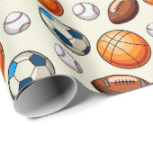 Hand drawn Sports Balls Wrapping Paper ラッピングペーパー (ロールコーナー)