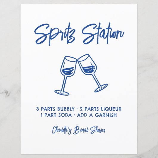 Hand Drawn Spritz Station Bridal Shower Sign (正面)
