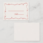 Hand Drawn Squiggle Frame Red プレイスカード (正面/裏面)