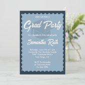 Hand Drawn Squiggly Frame Navy Graduation Party 招待状 (スタンド正面)