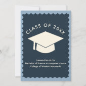Hand Drawn Squiggly Frame Navy Graduation Party 招待状 (裏面)