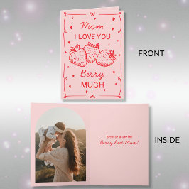 Hand Drawn Strawberry I Love You Mom Mother's Day シーズンカード