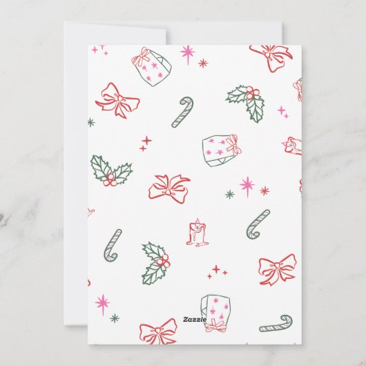 Hand-Drawn String Lights & Tree Merry Christmas シーズンカード (裏面)