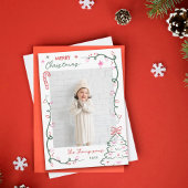 Hand-Drawn String Lights & Tree Merry Christmas シーズンカード