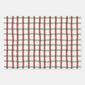 Hand Drawn Striped Forest Green and Red Holiday ラッピングペーパーシート (正面2)