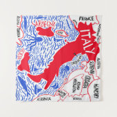 hand drawn stylized map of Italy. Travel illustrat タペストリー (正面(横))