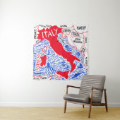 hand drawn stylized map of Italy. Travel illustrat タペストリー (インサイチュ)