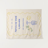 Hand Drawn Summer Adult 30th Birthday Party タペストリー (正面(横))