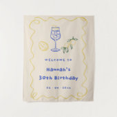 Hand Drawn Summer Adult 30th Birthday Party タペストリー (正面)