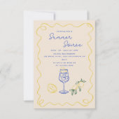 Hand Drawn Summer Soiree Drinks Cocktail Party  招待状 (正面)
