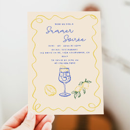 Hand Drawn Summer Soiree Drinks Cocktail Party  招待状