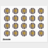Hand-Drawn Sun Sticker with Classic Stripes ラウンドシール (シート)
