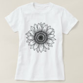 Hand-Drawn Sunflower; Elegant Floral Summer Tシャツ (デザイン正面)