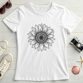 Hand-Drawn Sunflower; Elegant Floral Summer Tシャツ
