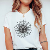 Hand-Drawn Sunflower; Elegant Floral Summer Tシャツ