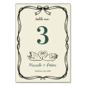 Hand Drawn Swan Handwriting Wedding Table Number テーブルナンバー (正面)