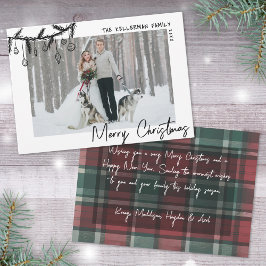 Hand Drawn Tartan Whimsical Merry Christmas シーズンカード