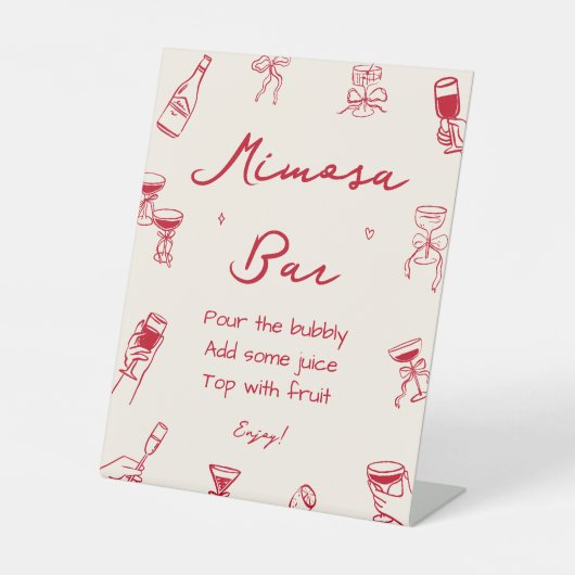 Hand Drawn Thats Amore Bridal Shower Mimosa Bar 台座サイン (正面)