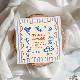 Hand Drawn That's Amore Italian Bridal Shower スタンダードカクテルナプキン