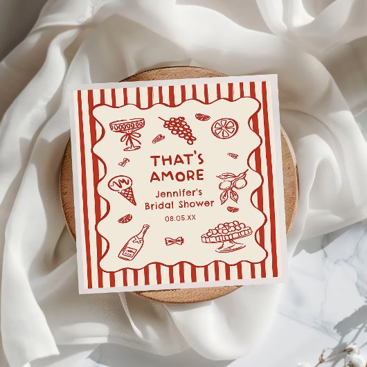 Hand Drawn That's Amore Italian Bridal Shower スタンダードカクテルナプキン