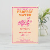 Hand Drawn The Perfect Match Pink Bridal Shower 招待状 (スタンド正面)