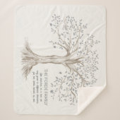 Hand Drawn Tree Personalized Family Quote Ivory シェルパブランケット (正面)