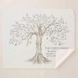 Hand Drawn Tree Personalized Family Quote Ivory シェルパブランケット