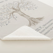 Hand Drawn Tree Personalized Name Quote Gray Beige シェルパブランケット (3/4)