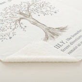 Hand Drawn Tree Personalized Name Quote Ivory シェルパブランケット (3/4)