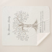 Hand Drawn Tree Personalized Name Quote Ivory シェルパブランケット (正面(横))